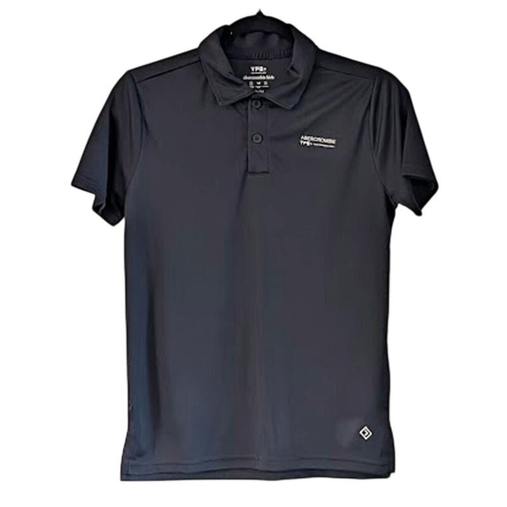 Abercrombie Kids YPB Performance Polo Shirt 13/14 Black Moisture Wicking